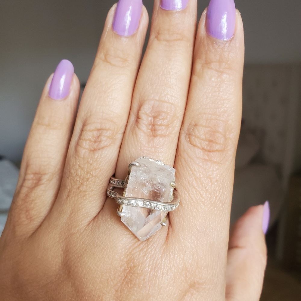 Morganite silver ring
